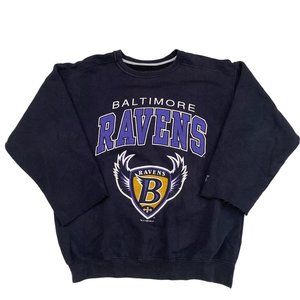 Vintage 96' Starter NFL Baltimore Ravens Long Sleeve Black Graphic Crewneck XL